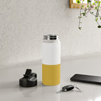 Mustard Yellow and White Minimalist Color Block Solid Half and Half Water Bottle Gallery Image 4