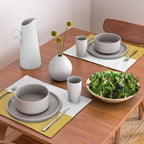 Mustard Yellow and White Minimalist Color Block Solid Half and Half Placemat Gallery Image 2