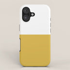 Mustard Yellow and White Minimalist Color Block Solid Half and Half iPhone Case Gallery Image 1