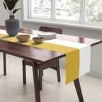 Mustard Yellow and White Minimalist Color Block Solid Half and Half Table Runner Gallery Image 2