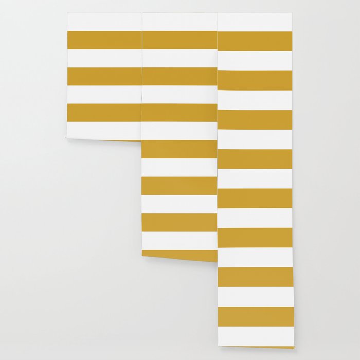 Mustard Yellow and White Minimalist Color Block Solid Half and Half Wallpaper Gallery Image 3