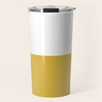 Mustard Yellow and White Minimalist Color Block Solid Half and Half Travel Mug Gallery Image 1