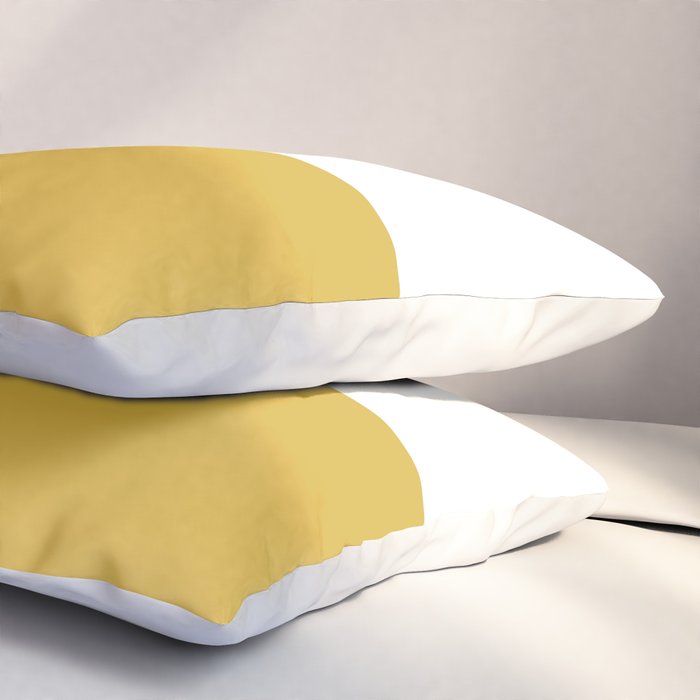 Mustard Yellow and White Minimalist Color Block Solid Half and Half Pillow Sham Gallery Image 3