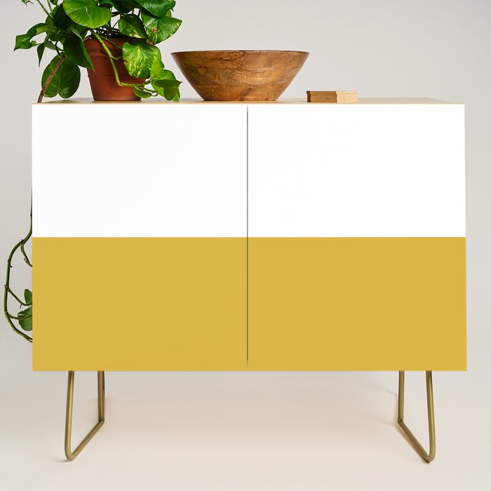Mustard Yellow and White Minimalist Color Block Solid Half and Half Credenza Gallery Image 1