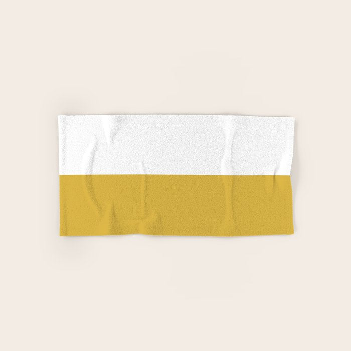 Mustard Yellow and White Minimalist Color Block Solid Half and Half Towels Gallery Image 1
