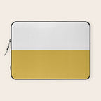 Mustard Yellow and White Minimalist Color Block Solid Half and Half Laptop Sleeve Gallery Image 1