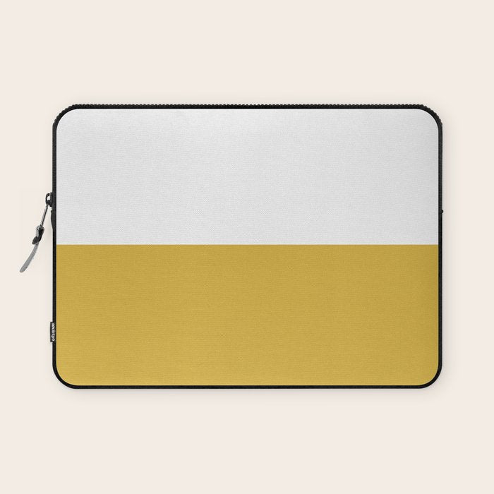 Mustard Yellow and White Minimalist Color Block Solid Half and Half Laptop Sleeve Gallery Image 1