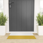Mustard Yellow and White Minimalist Color Block Solid Half and Half Welcome Mat Gallery Image 3