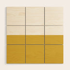 Mustard Yellow and White Minimalist Color Block Solid Half and Half Wood Wall Art Gallery Image 1