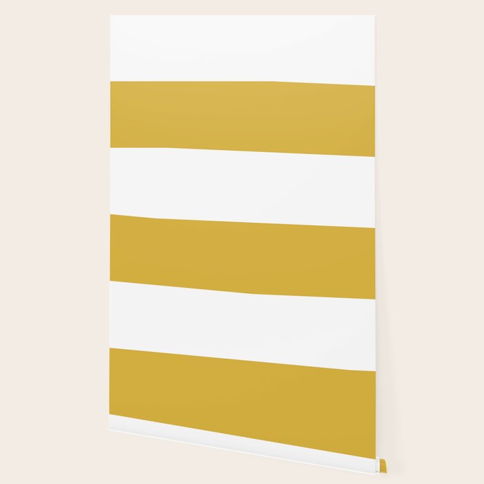 Mustard Yellow and White Minimalist Color Block Solid Half and Half Wallpaper Gallery Image 2