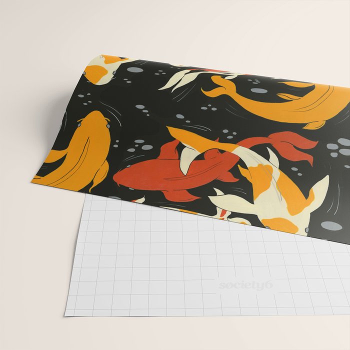Koi in Black Water Wrapping Paper Gallery Image 2