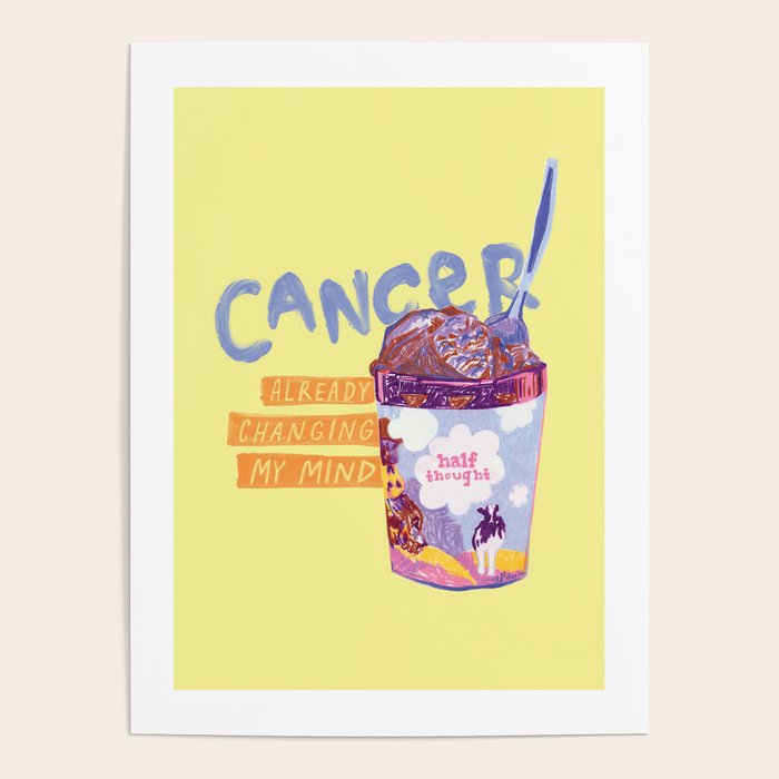 Emo Cancer in Calming Yellow | Zodiac Series Poster Gallery Image 1