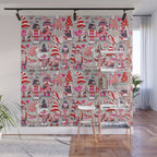 I gnome you more // grey background red and pink Valentine's Day gnomes and motifs Wall Mural Gallery Image 1