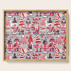 I gnome you more // grey background red and pink Valentine's Day gnomes and motifs Serving Tray Gallery Image 1