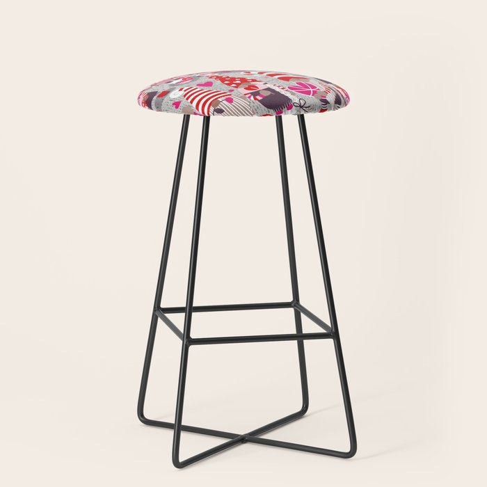 I gnome you more // grey background red and pink Valentine's Day gnomes and motifs Stool Gallery Image 1
