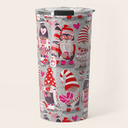 I gnome you more // grey background red and pink Valentine's Day gnomes and motifs Travel Mug Gallery Image 1