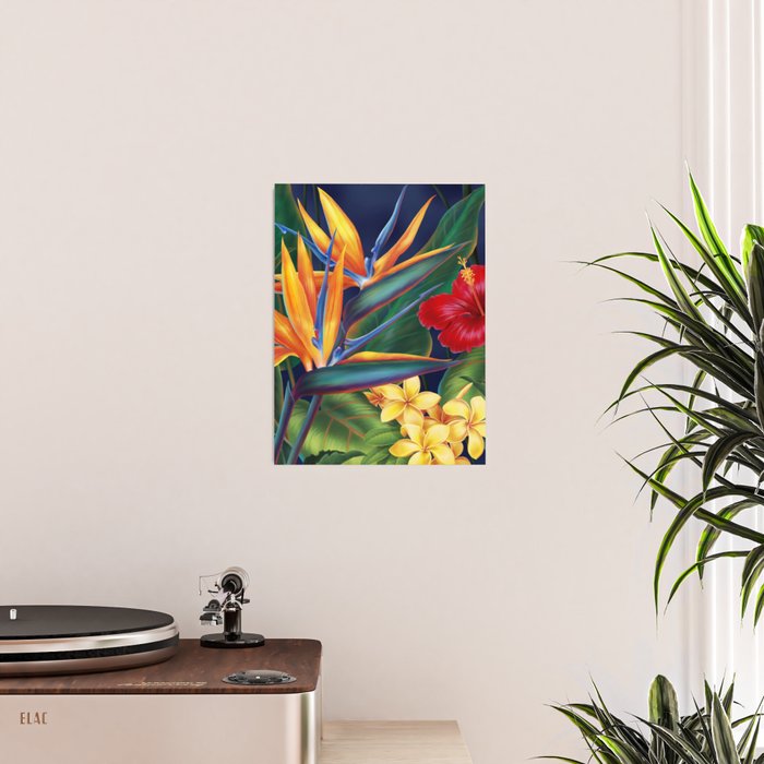Tropical Paradise Hawaiian Floral Illustration Poster Gallery Image 2