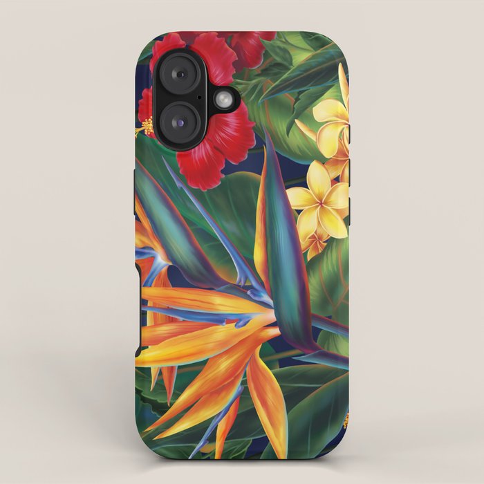 Tropical Paradise Hawaiian Floral Illustration iPhone Case Gallery Image 1