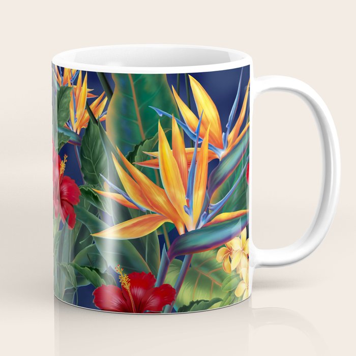 Tropical Paradise Hawaiian Floral Illustration Coffee Mug Gallery Image 1