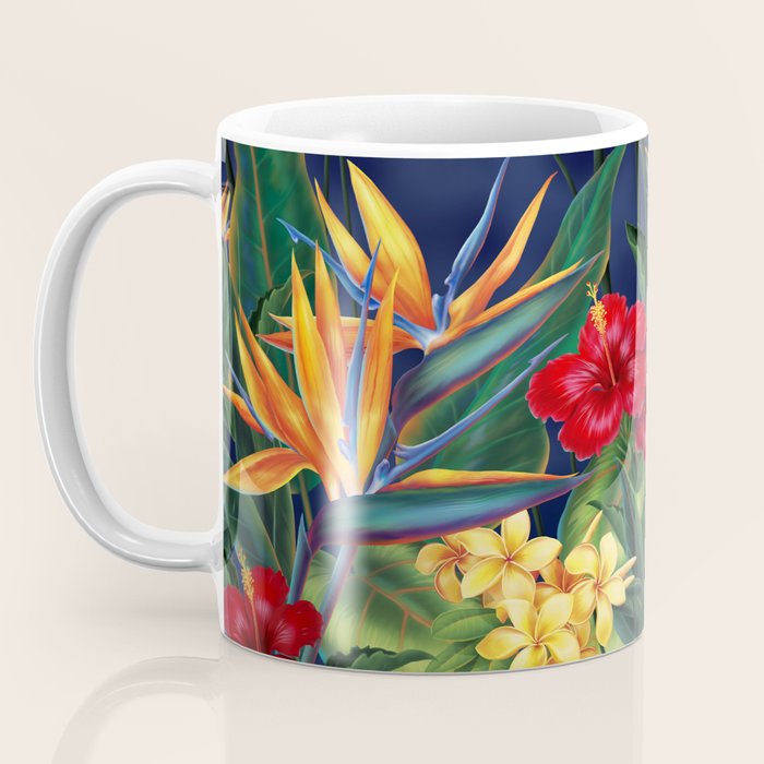 Tropical Paradise Hawaiian Floral Illustration Coffee Mug Gallery Image 3