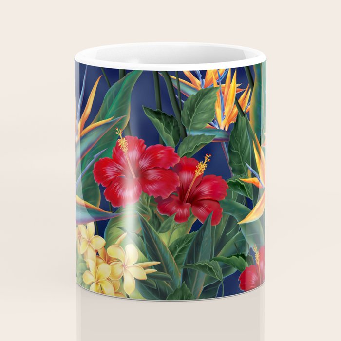 Tropical Paradise Hawaiian Floral Illustration Coffee Mug Gallery Image 4