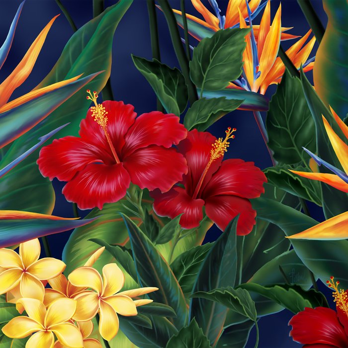 Tropical Paradise Hawaiian Floral Illustration Coffee Mug Gallery Image 2