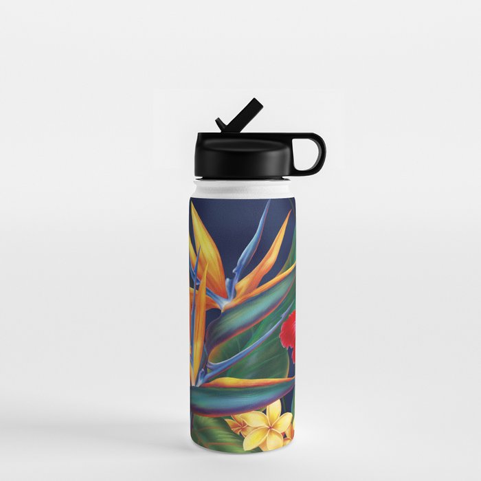 Tropical Paradise Hawaiian Floral Illustration Water Bottle Gallery Image 1