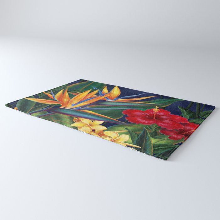 Tropical Paradise Hawaiian Floral Illustration Rug Gallery Image 3