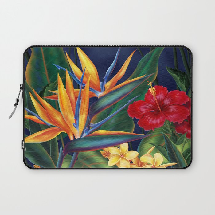 Tropical Paradise Hawaiian Floral Illustration Laptop Sleeve Gallery Image 1