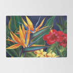Tropical Paradise Hawaiian Floral Illustration Rug Gallery Image 2