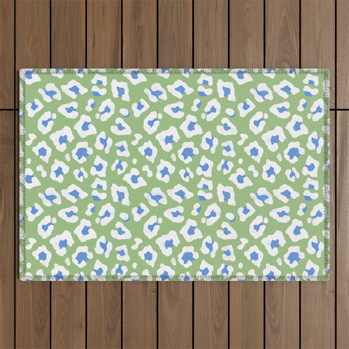 Dopamine Decor Leopard Print Blue And Green Outdoor Rug Gallery Image 1