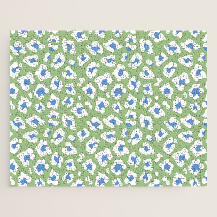 Dopamine Decor Leopard Print Blue And Green Jigsaw Puzzle Gallery Image 1