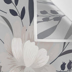 Modern, Boho, Floral Prints, Gray and White Wall Tapestry Gallery Image 3