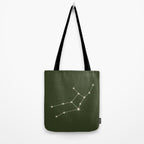 Virgo Zodiac Star Constellation Line Art Moss Green Tote Bag Gallery Image 2