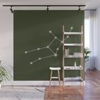 Virgo Zodiac Star Constellation Line Art Moss Green Wall Mural Gallery Image 1