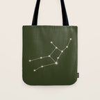 Virgo Zodiac Star Constellation Line Art Moss Green Tote Bag Gallery Image 1