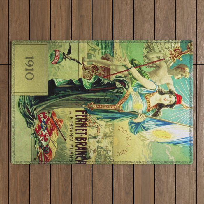 1910 Fernet Branca Liqueur Aperitif Advertisement Poster Print Outdoor Rug Gallery Image 1
