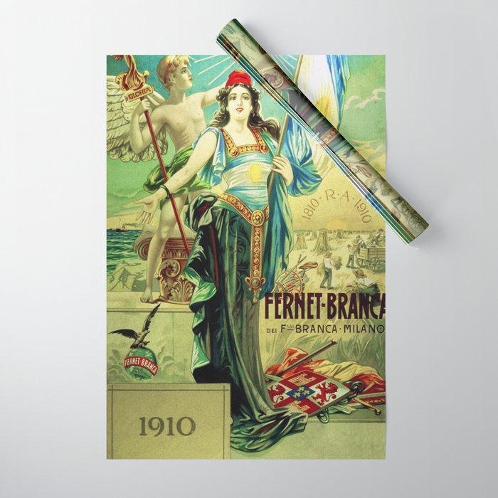 1910 Fernet Branca Liqueur Aperitif Advertisement Poster Print Wrapping Paper Gallery Image 1