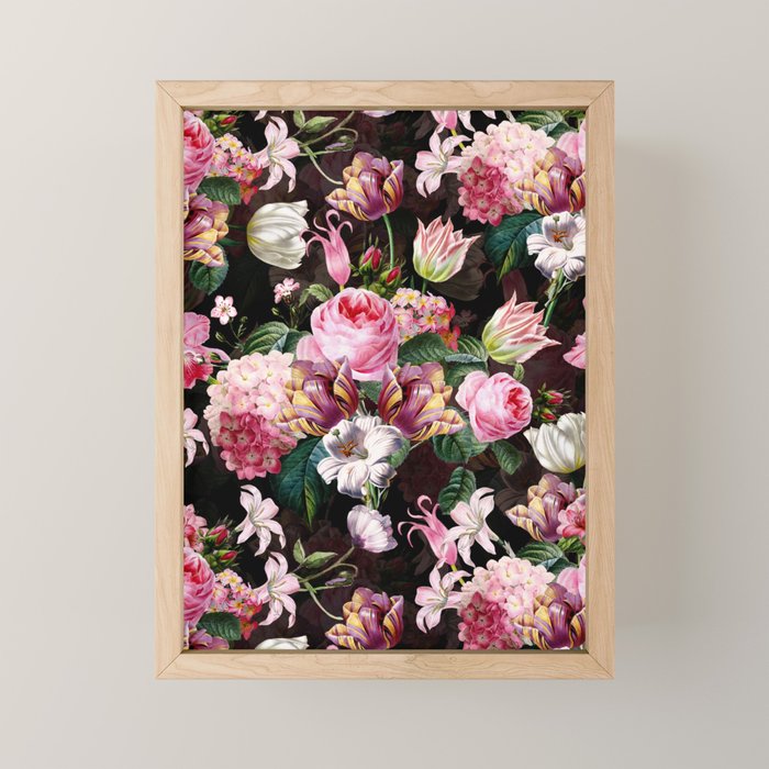 Vintage & Shabby Chic - Midnight Rose Garden Mini Art Print Gallery Image 1