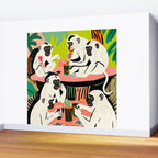 Game Weekend, Monkey Pastel Tropical Playing Cards, Fun Eclectic Party Drinks Alcohol Jungle, Wild Animals Friends Hangout Painting Wall Mural Gallery Image 2