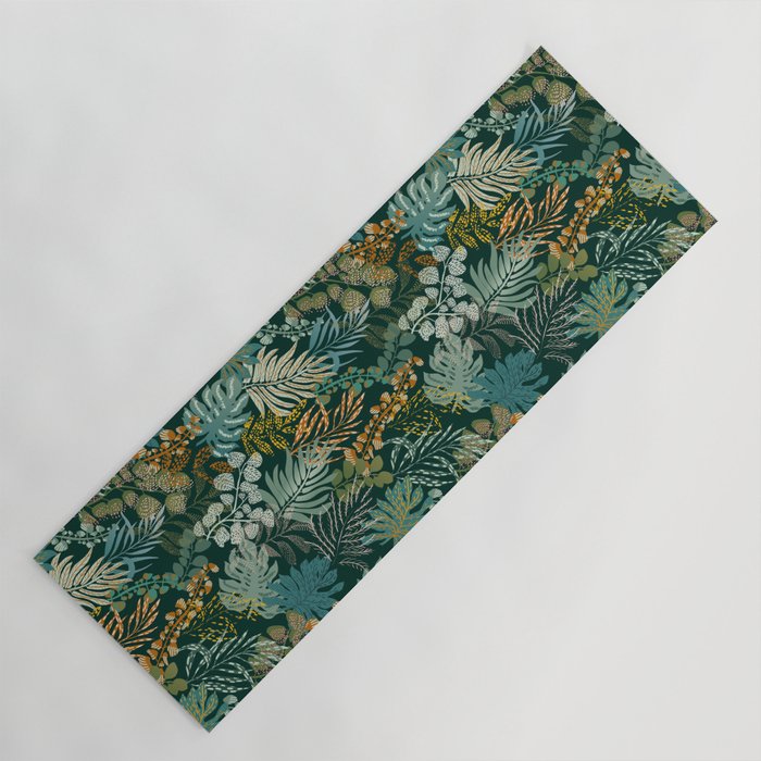 tropical night emerald leaves Yoga Mat Gallery Image 1