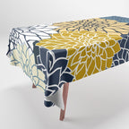 Chrysanthemum Willow, Floral Prints, Blue and Yellow Tablecloth Gallery Image 1