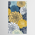 Chrysanthemum Willow, Floral Prints, Blue and Yellow Tablecloth Gallery Image 2