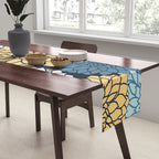 Chrysanthemum Willow, Floral Prints, Blue and Yellow Table Runner Gallery Image 2