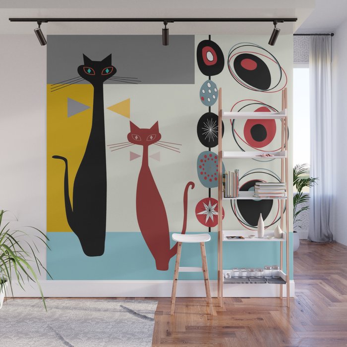 Mid-Century Modern Art Cats Wall Mural Gallery Image 1