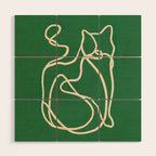 Abstract Line Art Cat 10 Wood Wall Art Gallery Image 1