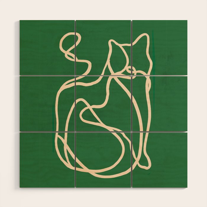 Abstract Line Art Cat 10 Wood Wall Art Gallery Image 1