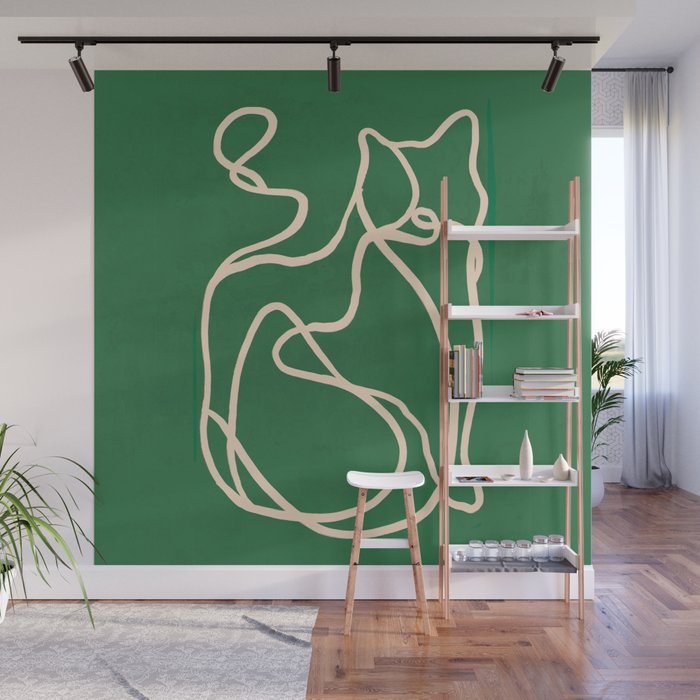Abstract Line Art Cat 10 Wall Mural Gallery Image 1