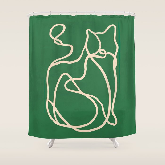 Abstract Line Art Cat 10 Shower Curtain Gallery Image 1
