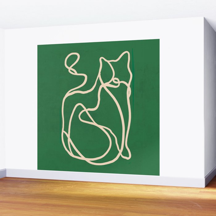 Abstract Line Art Cat 10 Wall Mural Gallery Image 2